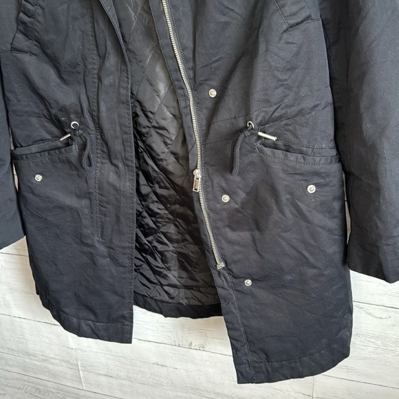 Divided H&M Zip UP & Button Up Black Hooded Coat | SIZE XS - Picture 5 of 10